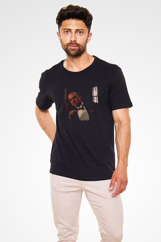 Marlon Brando Baskılı Unisex Siyah Tişört