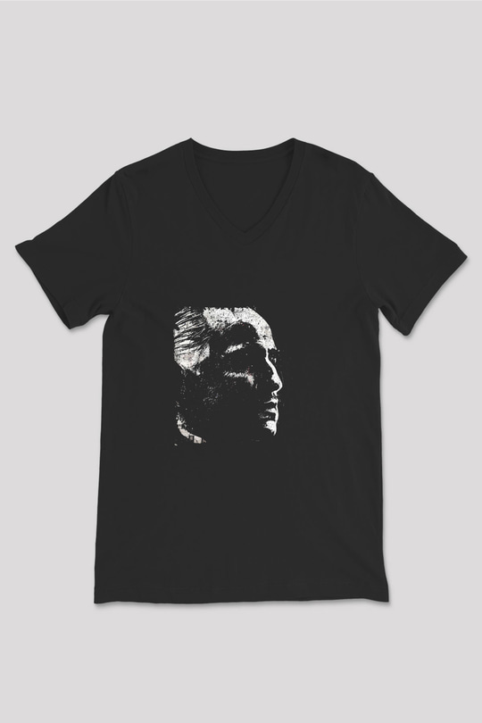 Marlon Brando Baskılı Unisex Siyah V Yaka Tişört