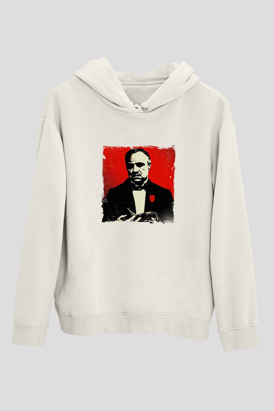 Marlon Brando Unisex Baskılı Beyaz Kapüşonlu Sweatshirt