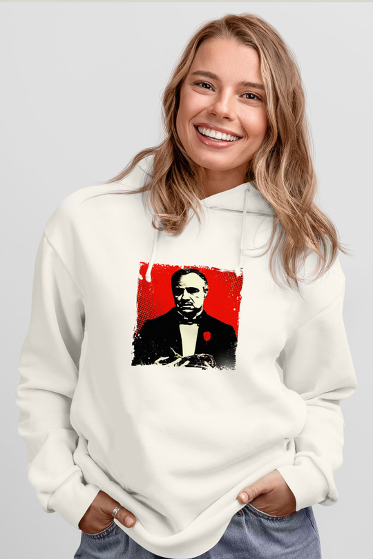Marlon Brando Unisex Baskılı Beyaz Kapüşonlu Sweatshirt