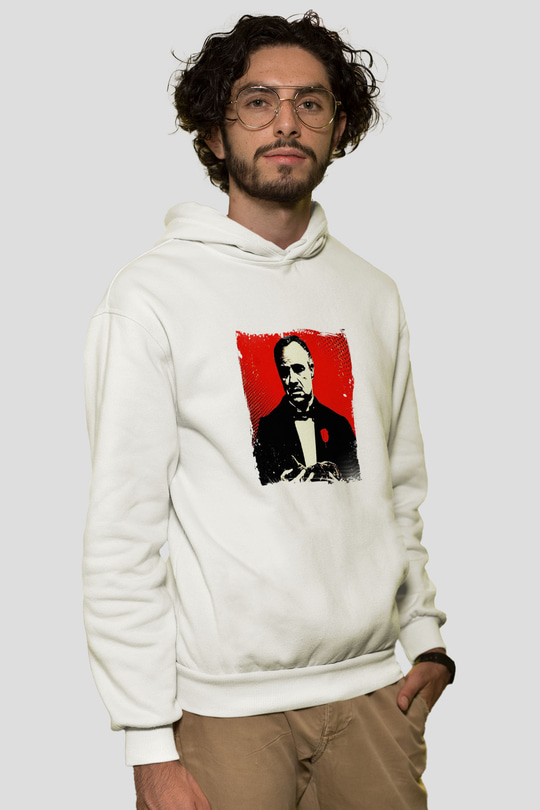 Marlon Brando Unisex Baskılı Beyaz Kapüşonlu Sweatshirt