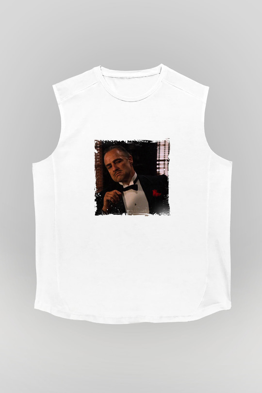 Marlon Brando Unisex Baskılı Beyaz Kolsuz Tişört