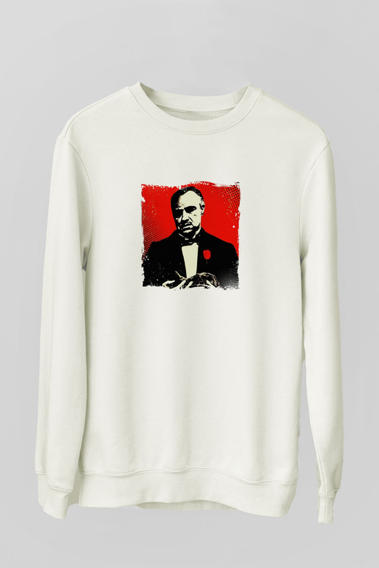 Marlon Brando Unisex Baskılı Beyaz Sweatshirt