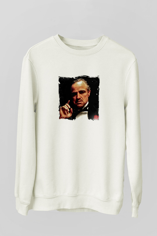 Marlon Brando Unisex Baskılı Beyaz Sweatshirt