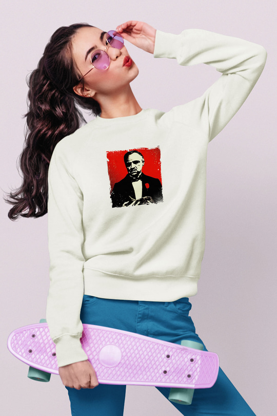Marlon Brando Unisex Baskılı Beyaz Sweatshirt