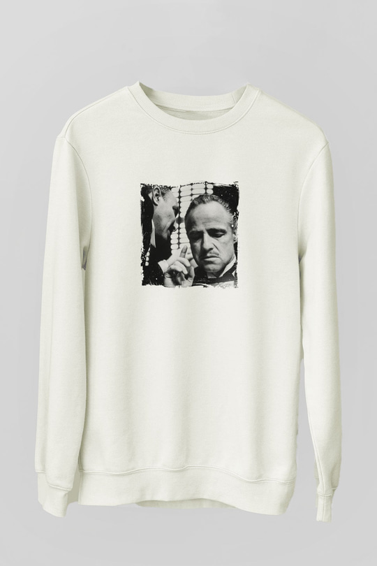 Marlon Brando Unisex Baskılı Beyaz Sweatshirt