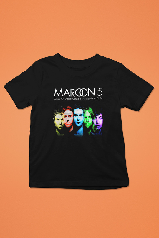 Maroon 5 Baskılı Siyah Unisex Çocuk Tişört