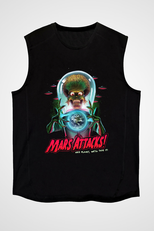 Mars Attacks Siyah Unisex Kolsuz Tişört