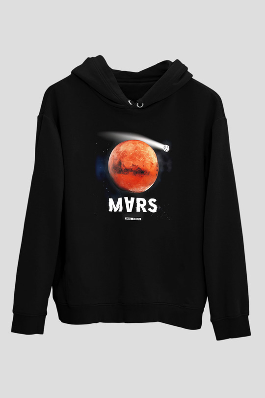 Mars Siyah Unisex Hoodie