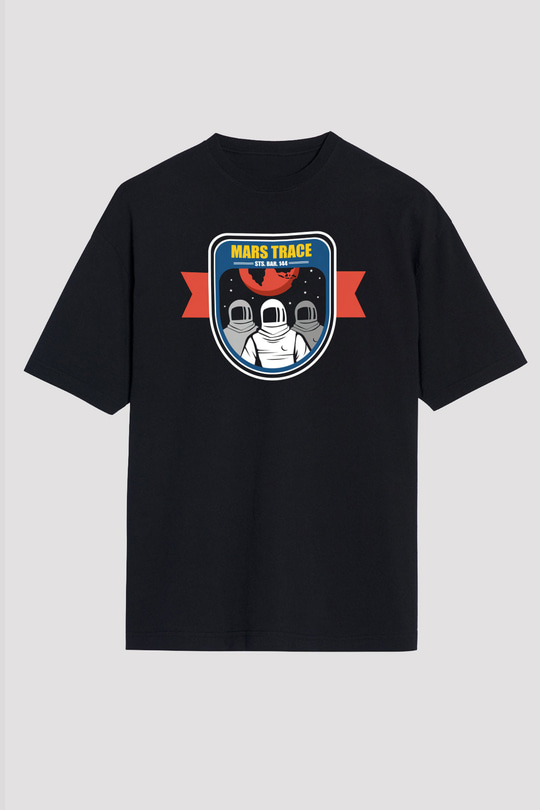 Mars Siyah Unisex Oversize Tişört T-Shirt