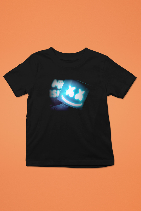 Marshmello Baskılı Siyah Unisex Çocuk Tişört