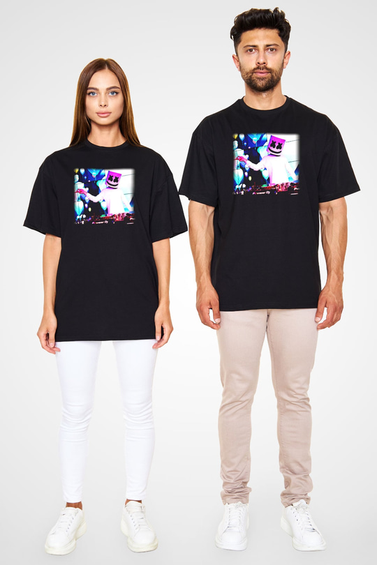 Marshmello Siyah Unisex Oversize Tişört T-Shirt