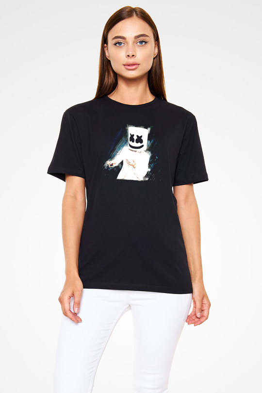 Marshmello Siyah Unisex Tişört T-Shirt - TişörtFabrikası