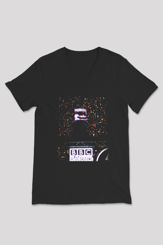 Marshmello Siyah Unisex V Yaka Tişört T-Shirt