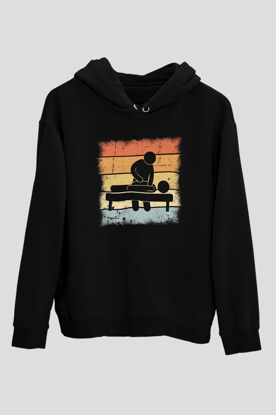 Masör Siyah Unisex Kapüşonlu Sweatshirt