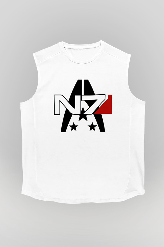 Mass Effect Beyaz Unisex Kolsuz Tişört