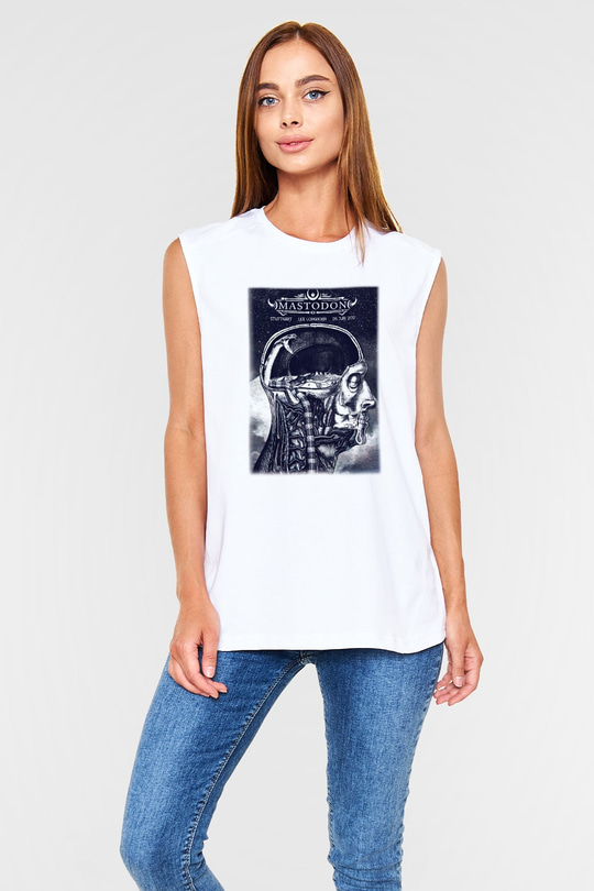 Mastodon Beyaz Unisex Kolsuz Tişört