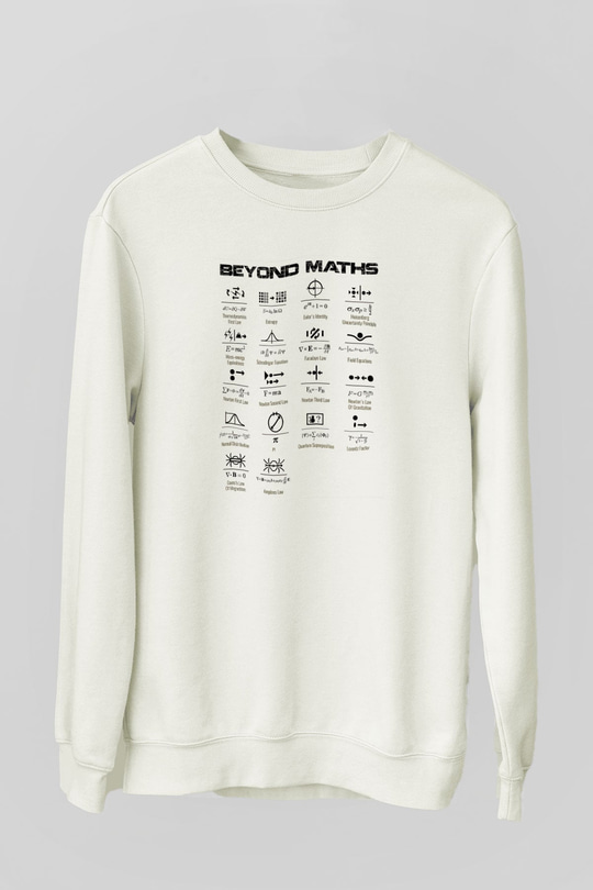 Matematiğin Ötesinde Baskılı Unisex Ekru Sweatshirt