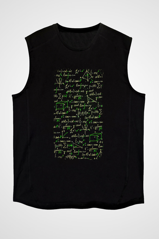 Matematik Fizik Formülleri  Baskılı Unisex Siyah Kolsuz Tişört