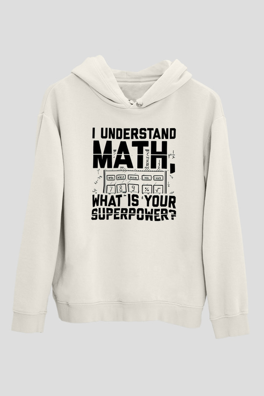 Matematikçi Beyaz Unisex Kapüşonlu Sweatshirt