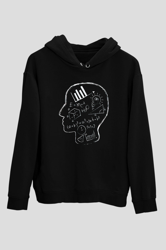 Matematikçi Siyah Unisex Kapşonlu Sweatshirt