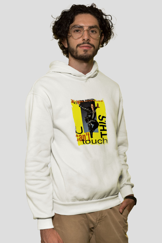 MC Hammer Baskılı Unisex Beyaz Kapüşonlu Sweatshirt