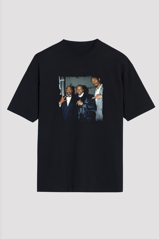 MC Hammer Baskılı Unisex Oversize Siyah Tişört