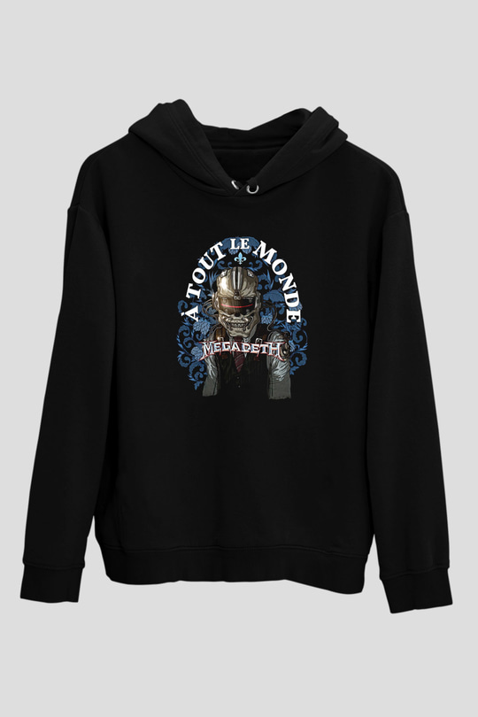 Megadeth Baskılı Unisex Siyah Kapüşonlu Sweatshirt