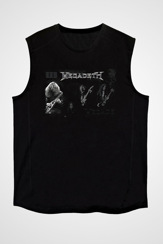 Megadeth Baskılı Unisex Siyah Kolsuz Tişört - Tshirt