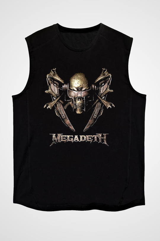 Megadeth Baskılı Unisex Siyah Kolsuz Tişört - Tshirt