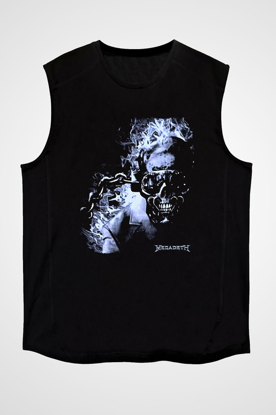 Megadeth Baskılı Unisex Siyah Kolsuz Tişört - Tshirt
