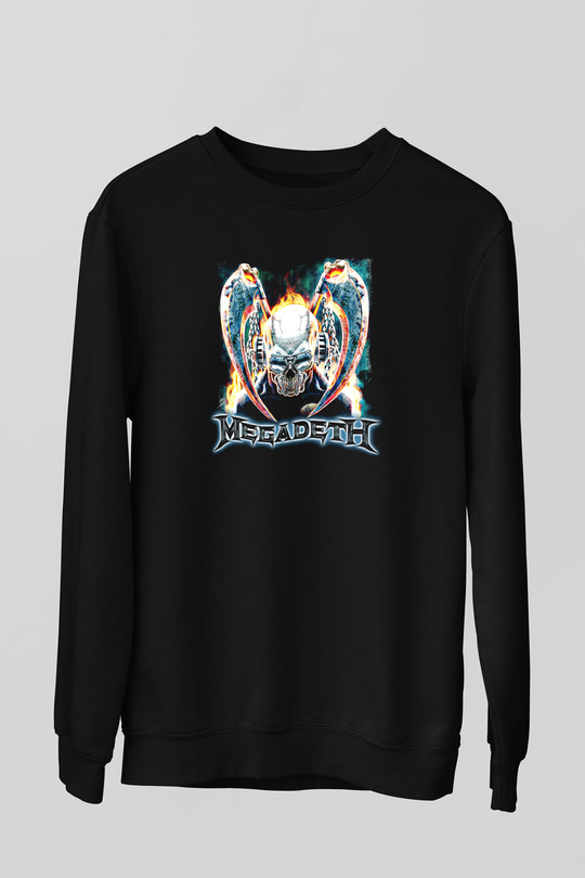 Megadeth Baskılı Unisex Siyah Sweatshirt