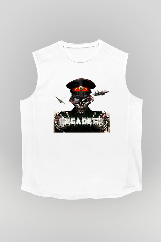 Megadeth Beyaz Unisex Kolsuz Tişört