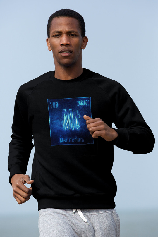 Meitneriyum Elementi Atom Numarası Baskılı Unisex Siyah Sweatshirt