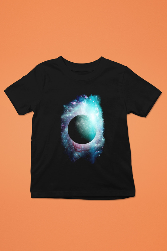Merkür Baskılı Siyah Unisex Çocuk Tişört