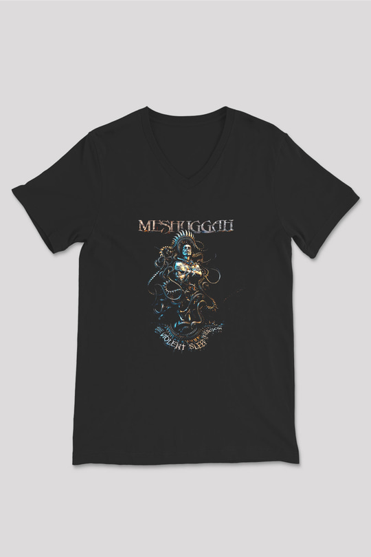 Meshuggah Siyah Unisex V Yaka Tişört T-Shirt
