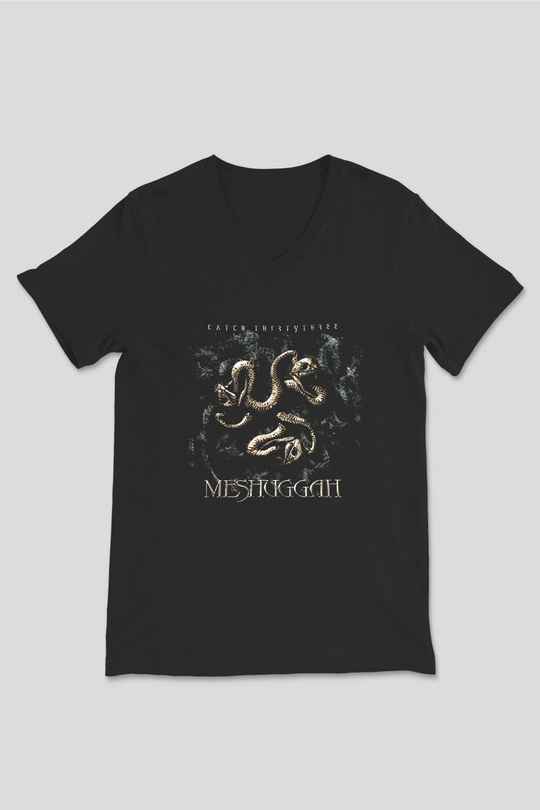 Meshuggah Siyah Unisex V Yaka Tişört T-Shirt