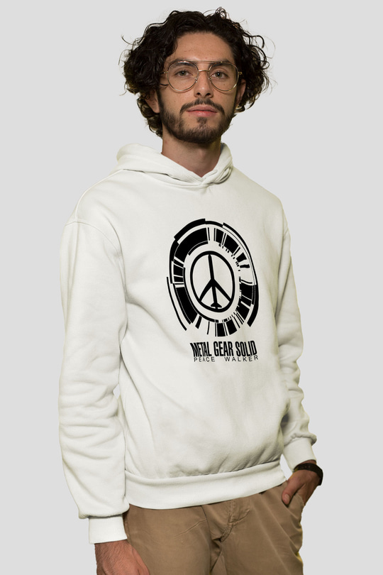 Metal Gear Solid Beyaz Unisex Kapşonlu Sweatshirt