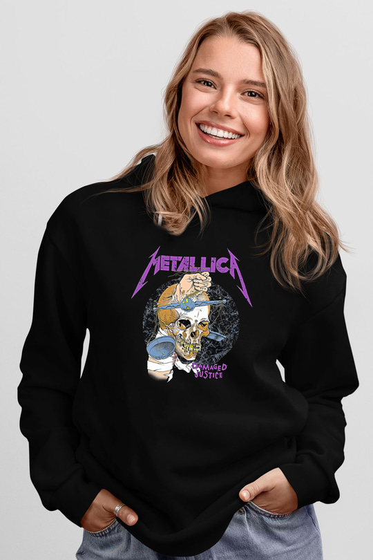 Metallica Baskılı Unisex Siyah Kapüşonlu Sweatshirt