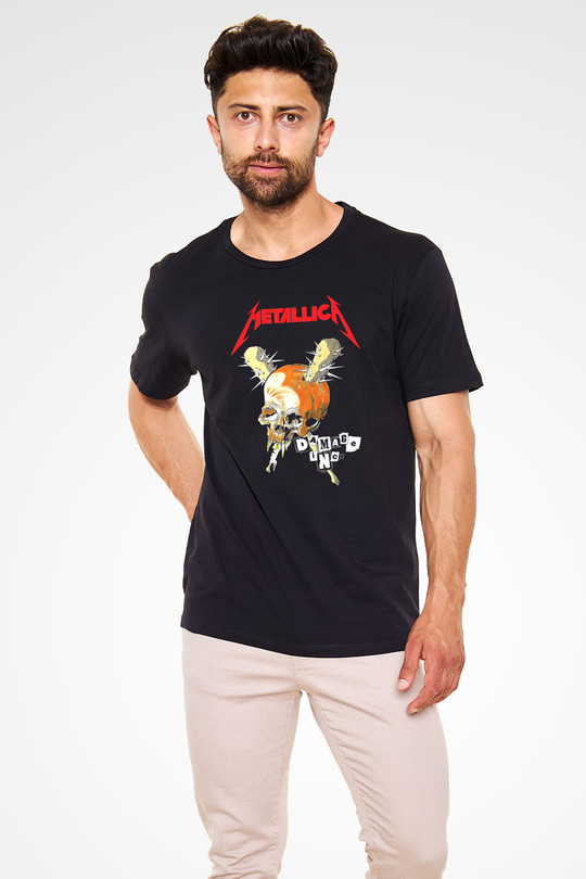 Metallica Baskılı Unisex Siyah Tişört - Tshirt