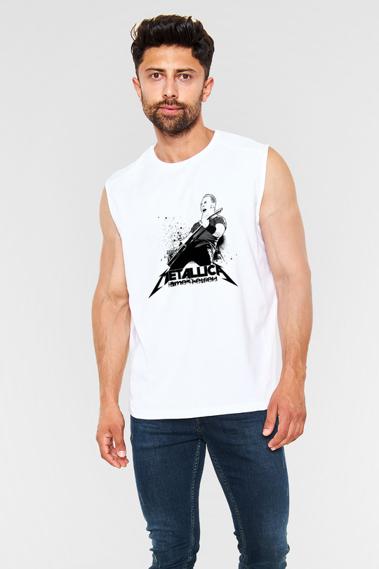 Metallica Beyaz Unisex Kolsuz Tişört