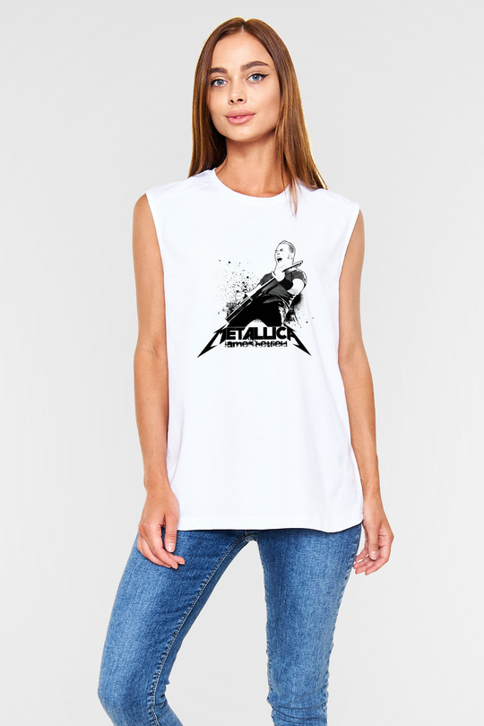 Metallica Beyaz Unisex Kolsuz Tişört