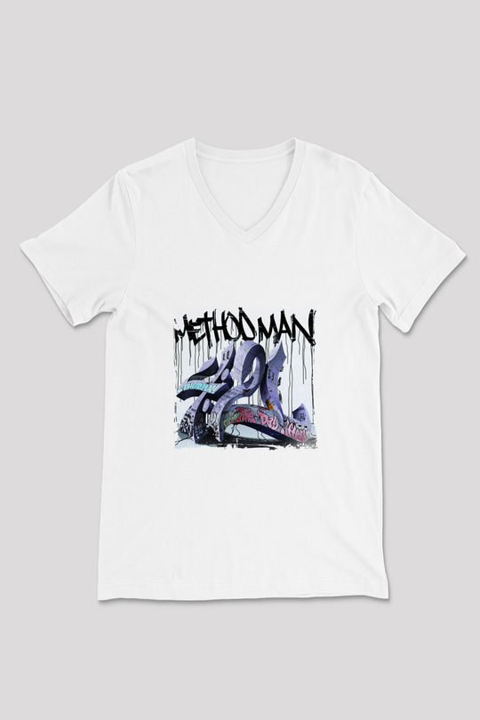 Method Man Baskılı Beyaz V Yaka Unisex Tişört