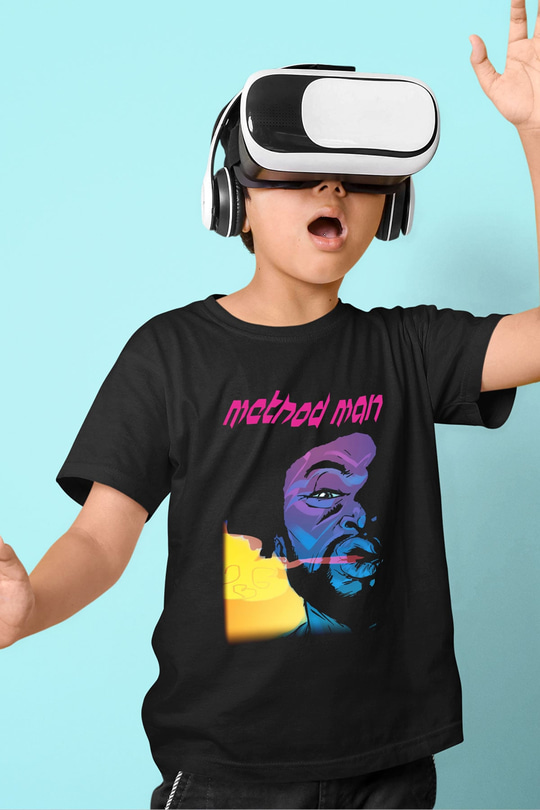 Method Man Baskılı Siyah Unisex Çocuk Tişört