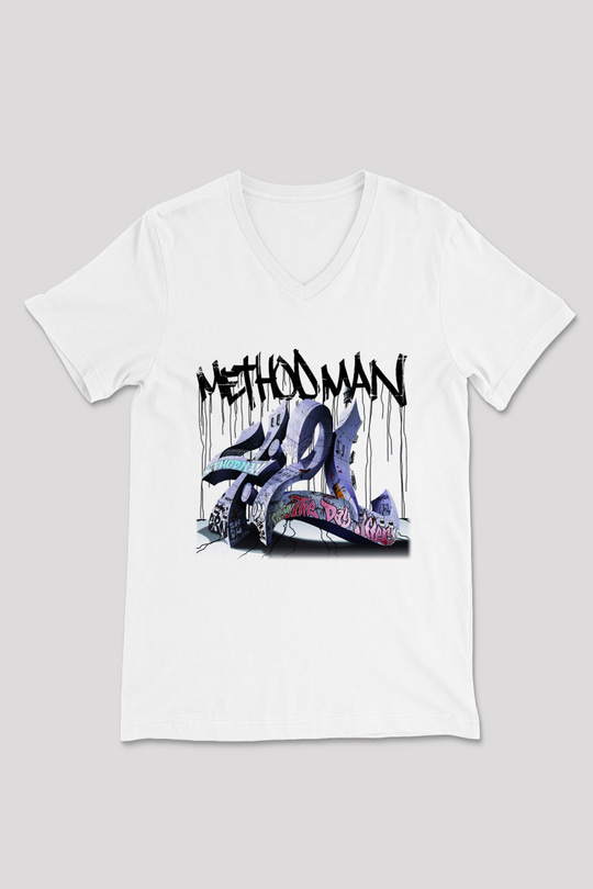 Method Man Beyaz Unisex V Yaka Tişört T-Shirt