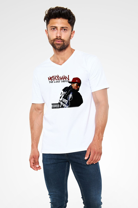 Method Man Beyaz Unisex V Yaka Tişört T-Shirt