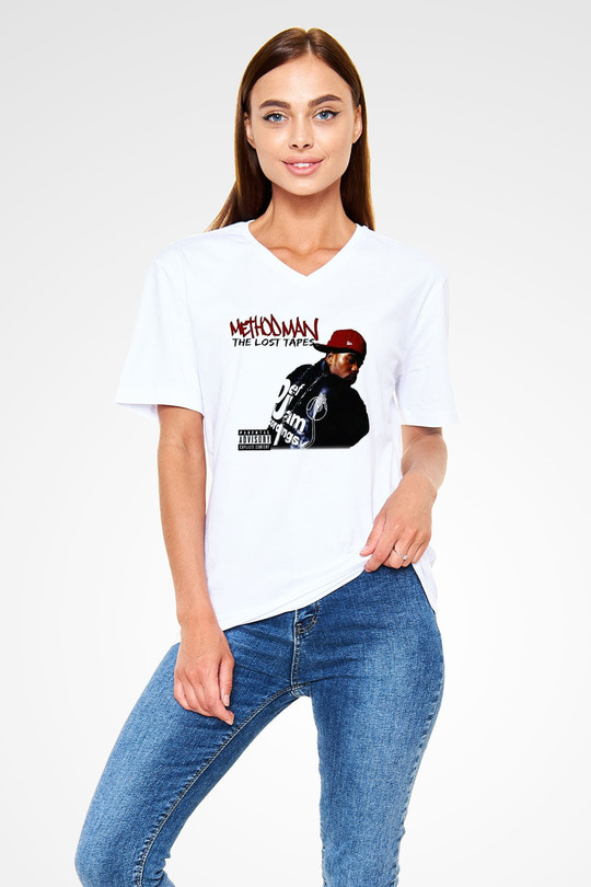 Method Man Beyaz Unisex V Yaka Tişört T-Shirt
