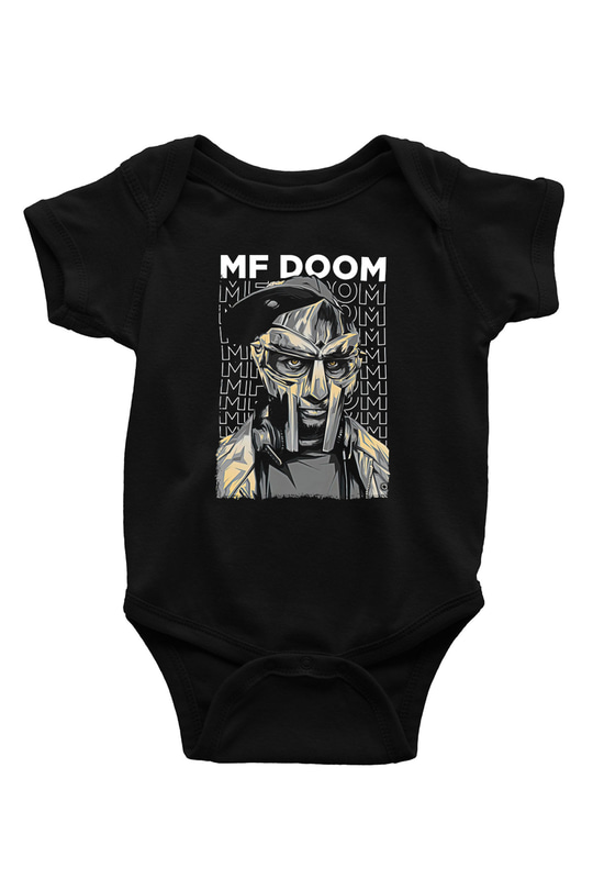 Mf Doom Baskılı Unisex Siyah Bebek Body - Zıbın