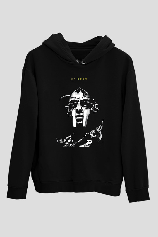 Mf Doom Baskılı Unisex Siyah Hoodie