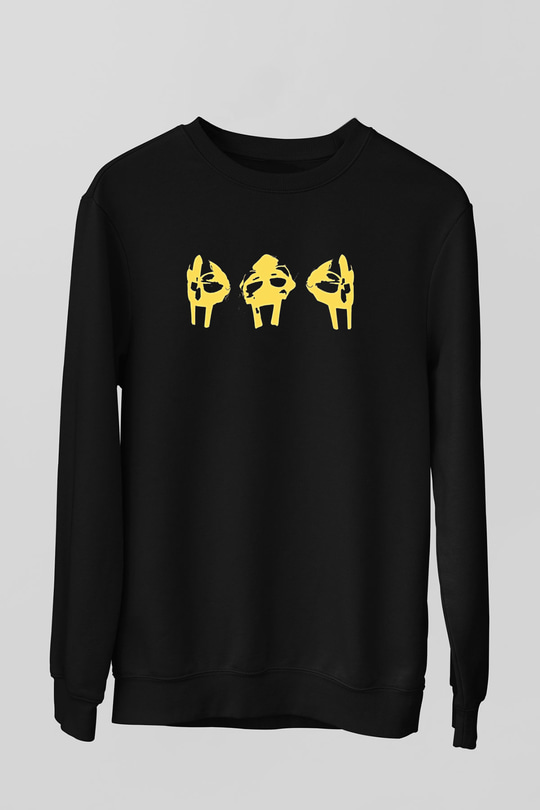 Mf Doom Baskılı Unisex Siyah Sweatshirt